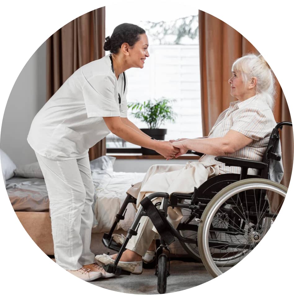 Caregiver speaking with a client