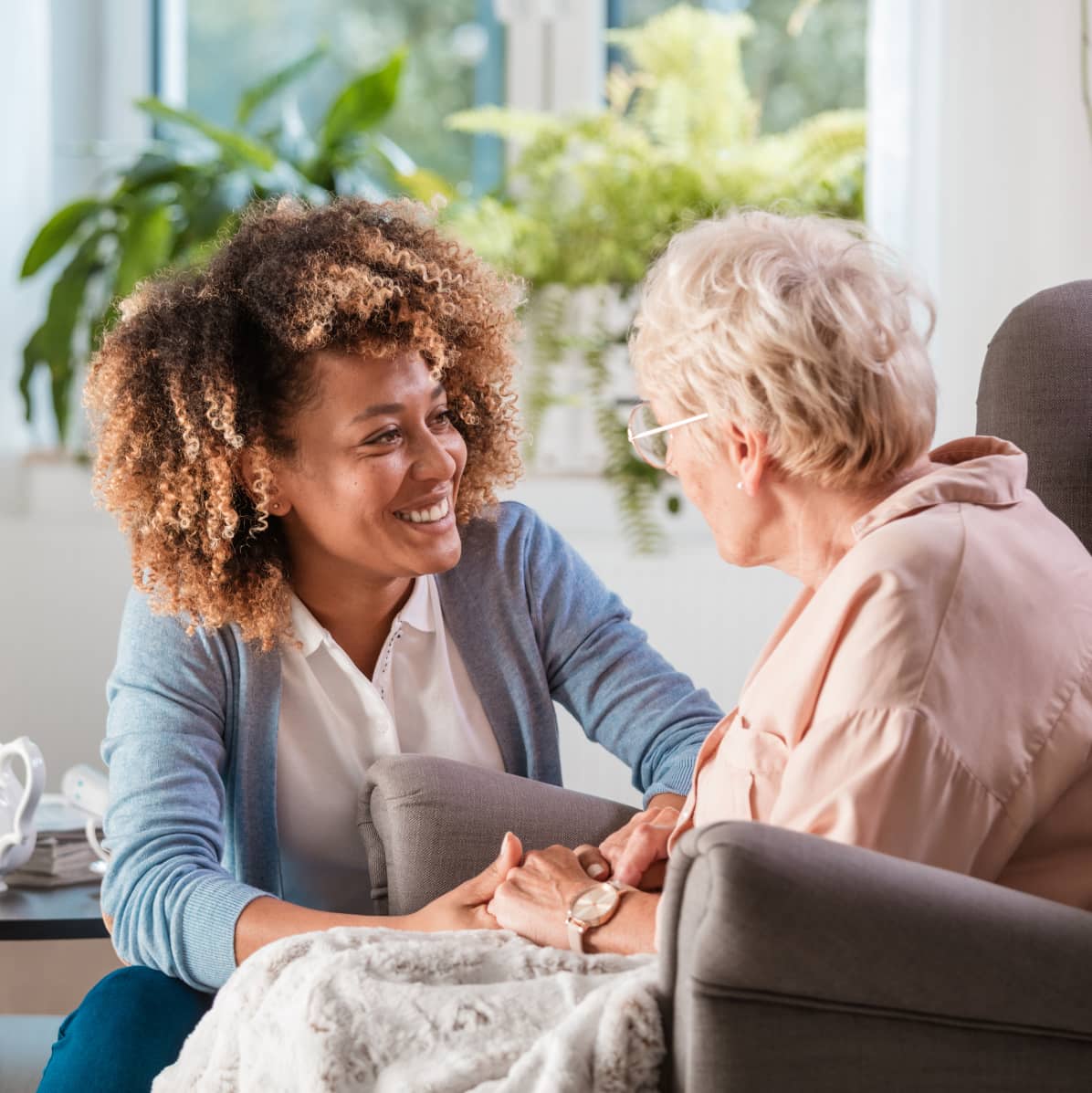 Caregiver with an resident